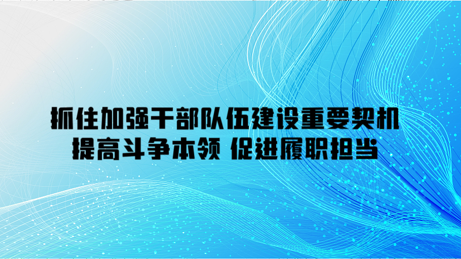 抓住加强干部队伍建设重要契机 提高斗争本领 促进履职担当