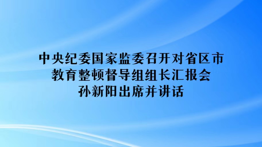 中央纪委国家监委召开对省区市教育整顿督导组组长汇报会 孙新阳出席并讲话