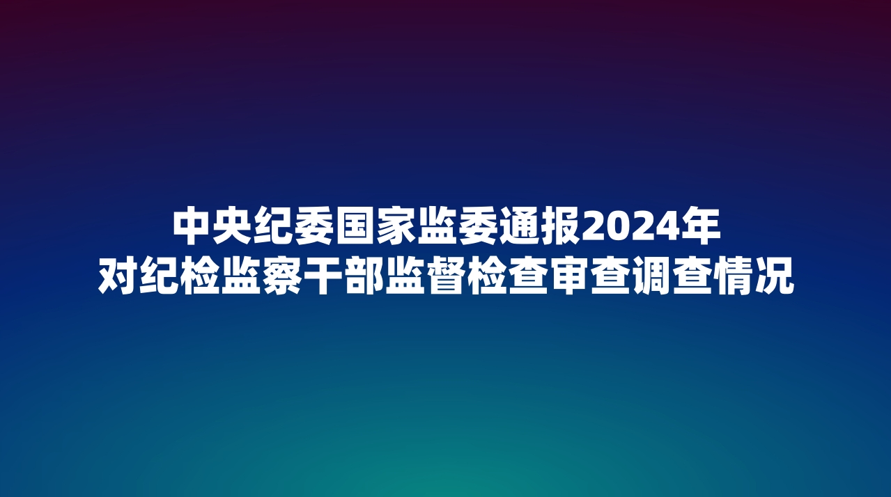 中央纪委国家监委通报2024年对纪检监察干部监督检查审查调查情况