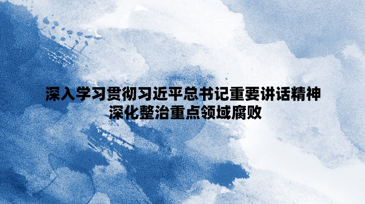 深入学习贯彻习近平总书记重要讲话精神 深化整治重点领域腐败
