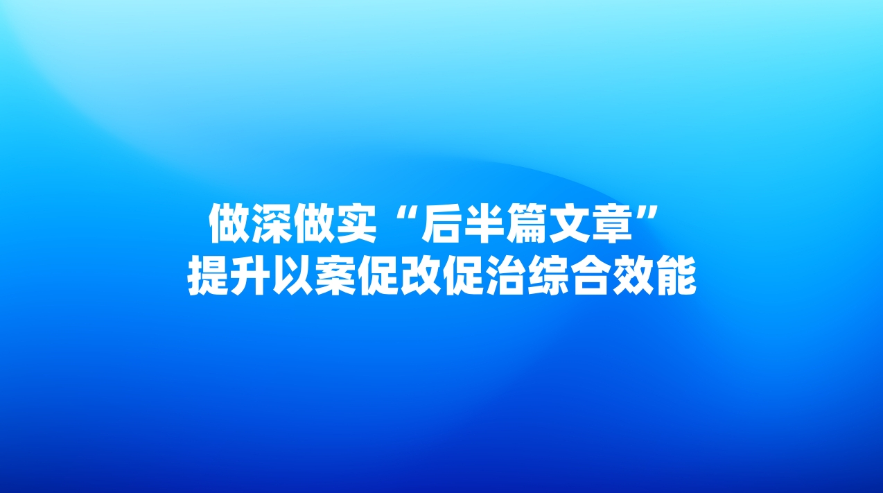 做深做实“后半篇文章” 提升以案促改促治综合效能