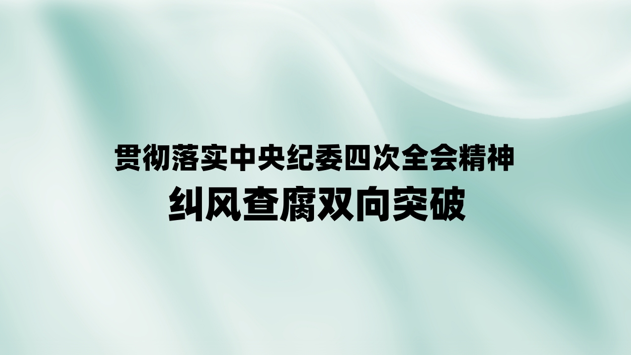 贯彻落实中央纪委四次全会精神 纠风查腐双向突破