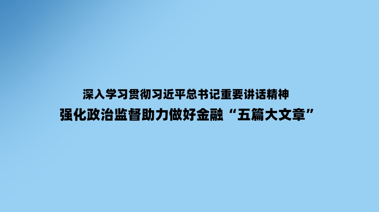 深入学习贯彻习近平总书记重要讲话精神 强化政治监督助力做好金融“五篇大文章”