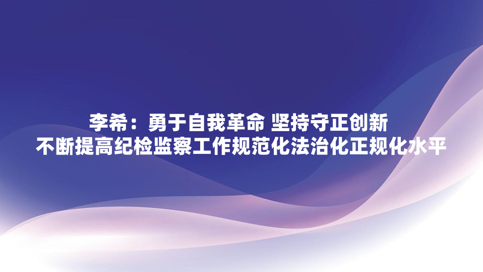李希：勇于自我革命 坚持守正创新 不断提高纪检监察工作规范化法治化正规化水平