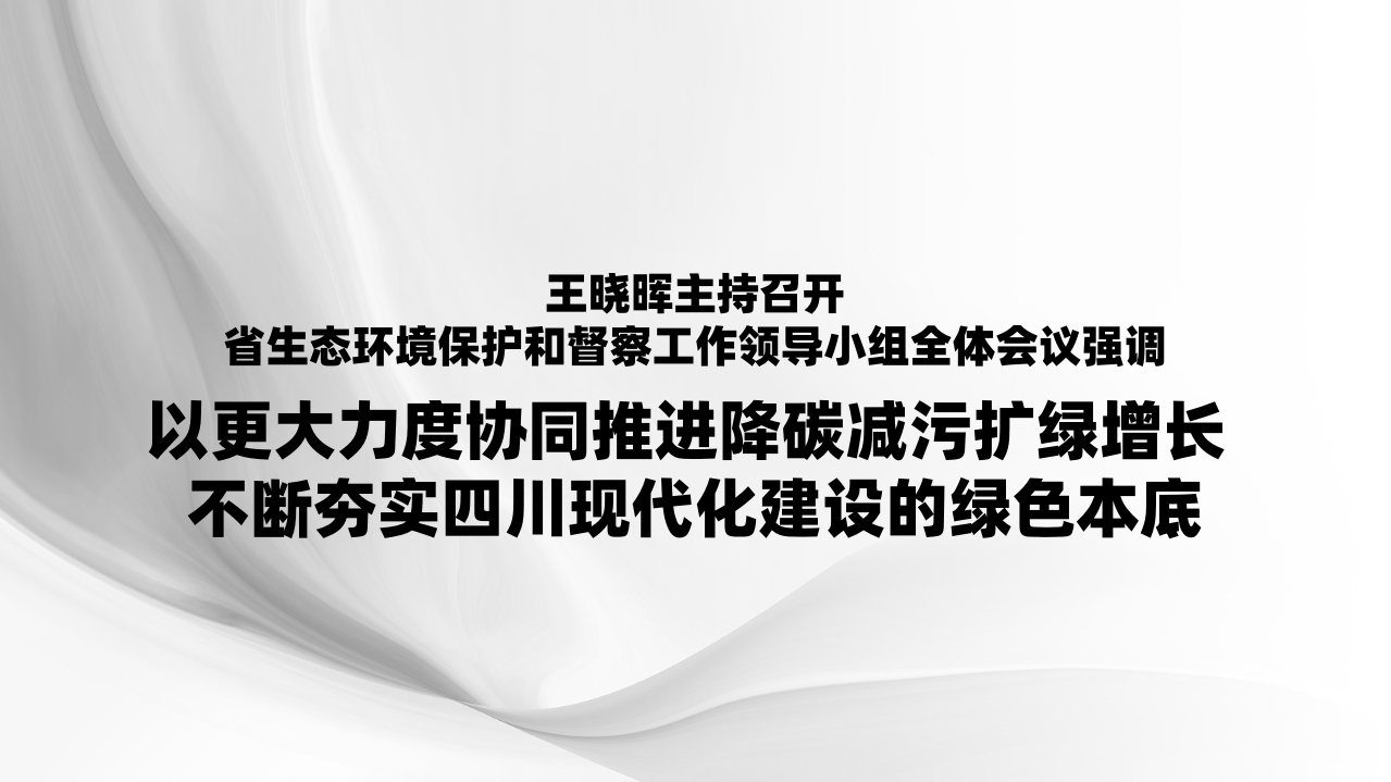 王晓晖主持召开省生态环境保护和督察工作领导小组全体会议强调 以更大力度协同推进降碳减污扩绿增长 不断夯实四川现代化建设的绿色本底