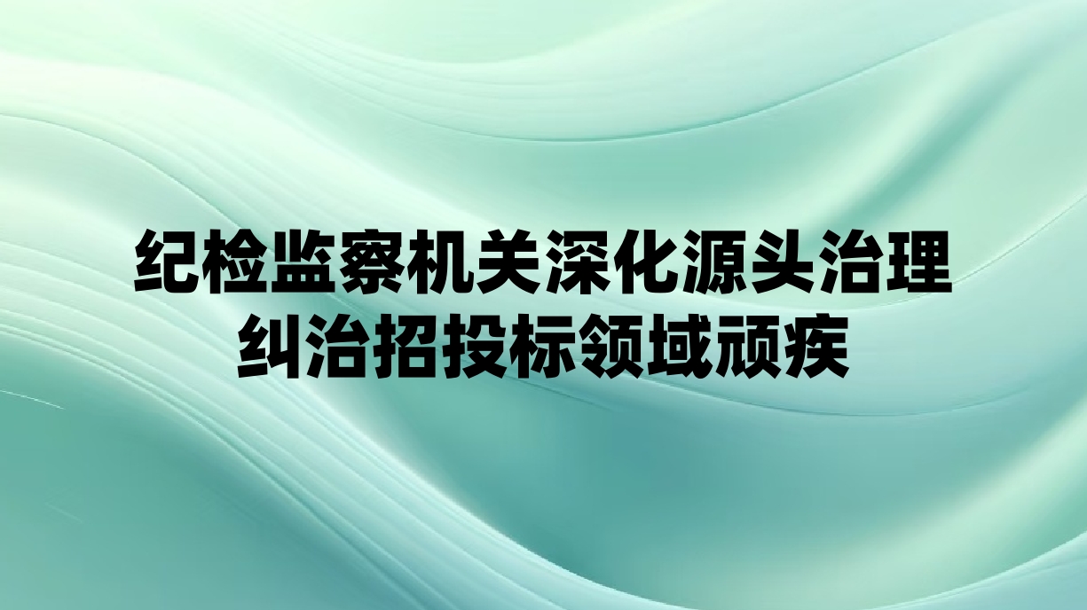纪检监察机关深化源头治理 纠治招投标领域顽疾